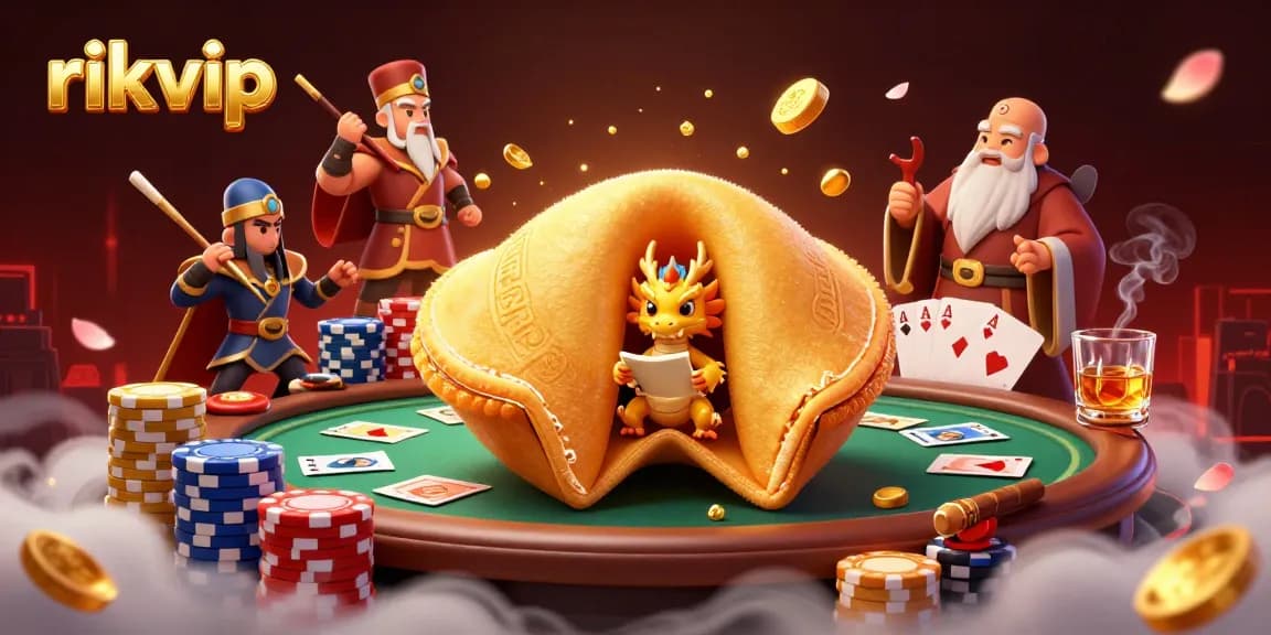Experience the thrilling world of rikvip with a magical golden cookie and poker action.