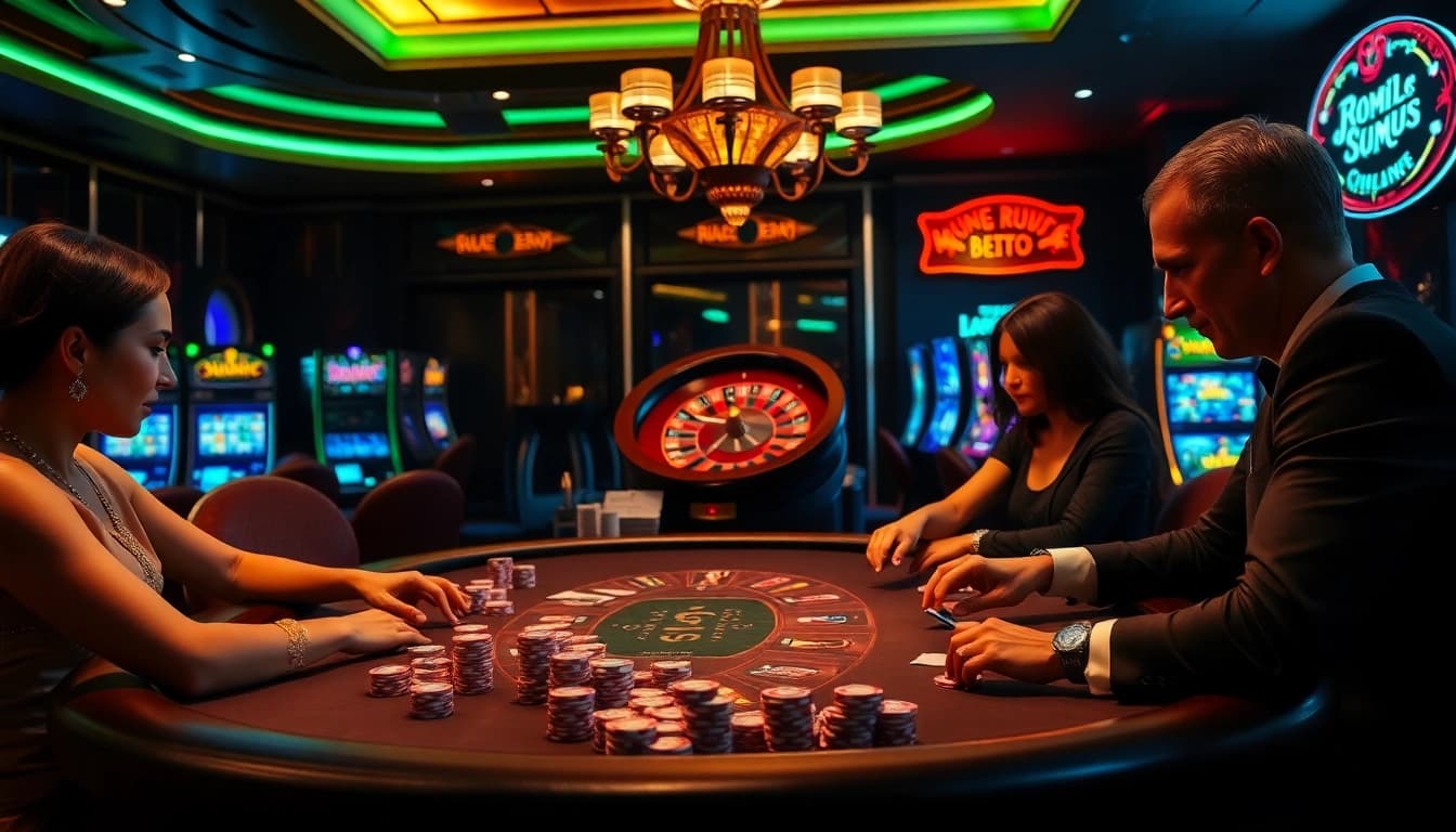 Poker players enjoying an intense game at a luxurious casino table featuring xx gg elements for an immersive gambling experience.