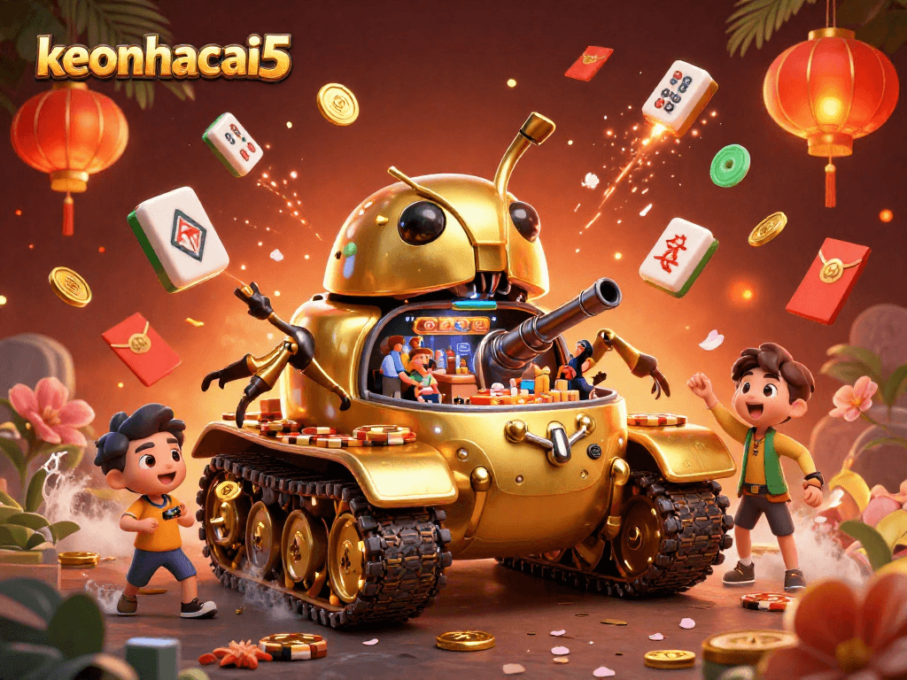 Experience action-packed gaming in the captivating keonhacai5 casino illustration filled with vibrant details.