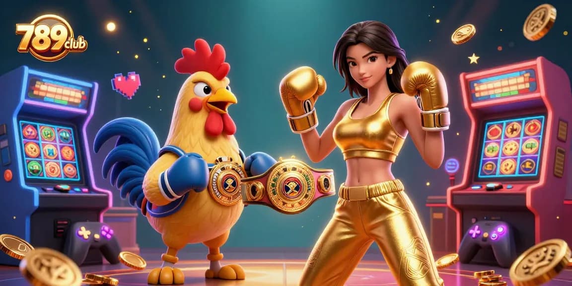 Engage with 789club through an exciting 3D illustration showcasing vibrant arcade game elements and dynamic characters.