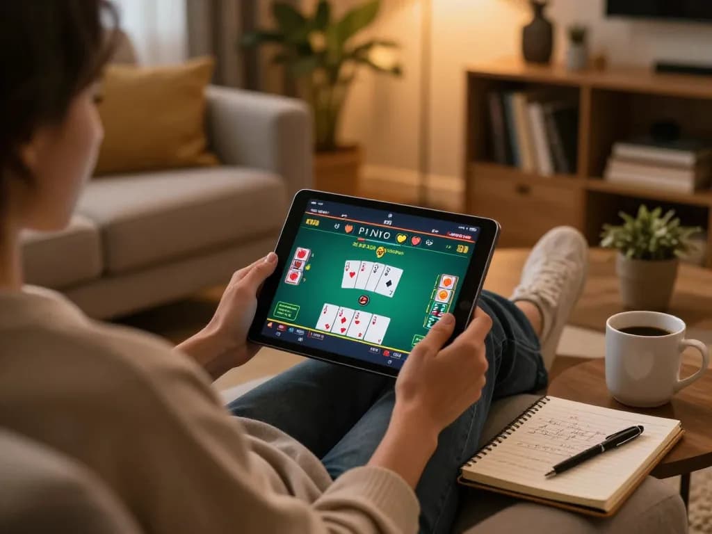 Engaging online gambling setup showcasing Cadastro na 559x with user on tablet in warm home environment