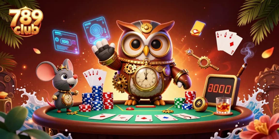 Immerse in the excitement at 789 club with illustrated characters in a vibrant casino atmosphere.