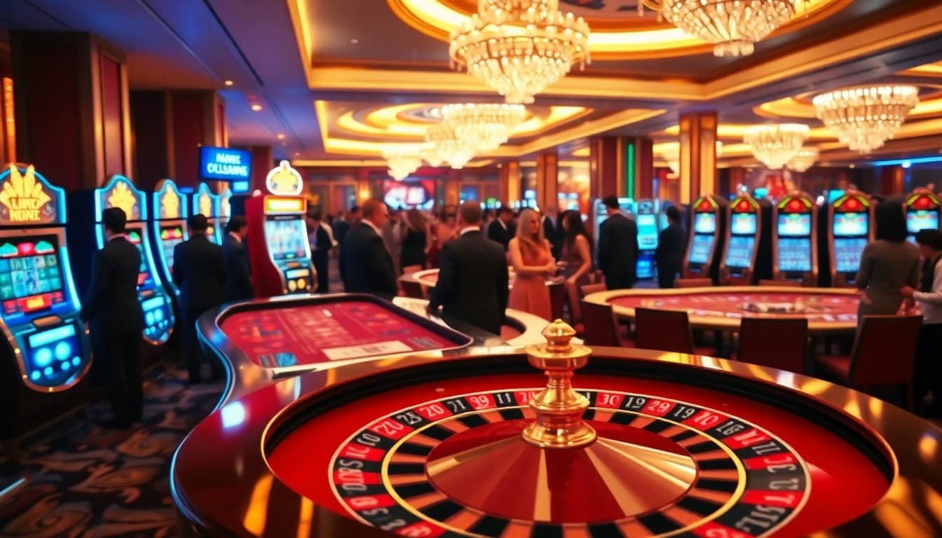 Jouez à des jeux de casino en ligne francais dans un environnement de casino luxueux.