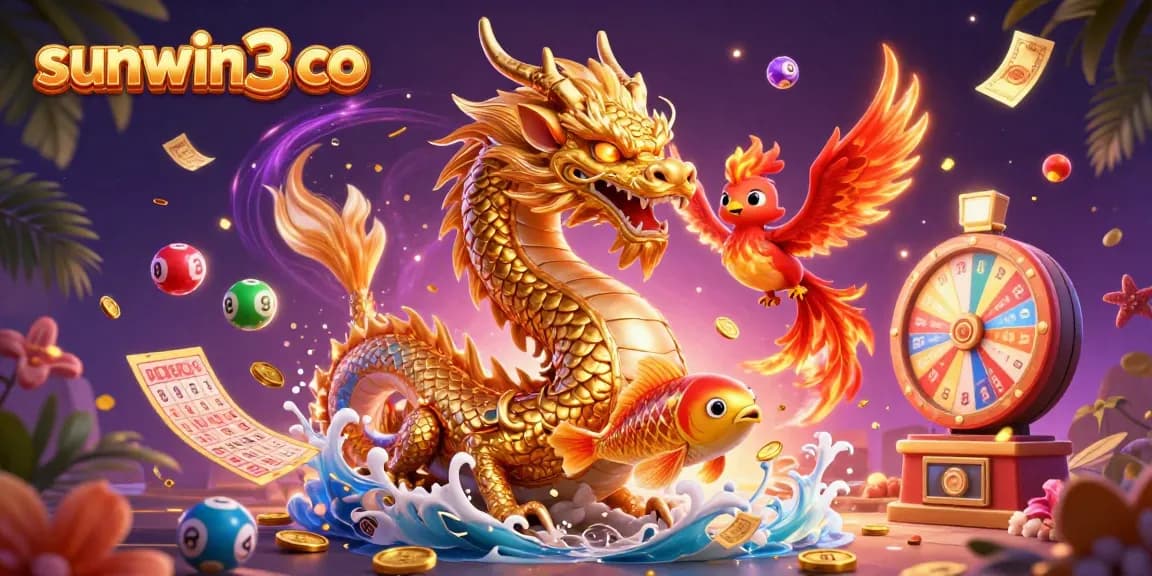 Experience the vibrant world of sunwin3 co with a dynamic casino-themed 3D illustration showcasing thrilling gaming elements.