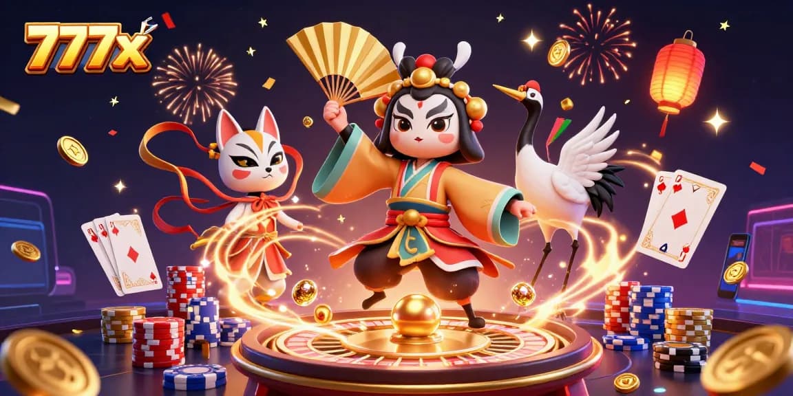 Spin the roulette wheel with dynamic 777x themed gaming illustration filled with vibrant colors and exciting elements.