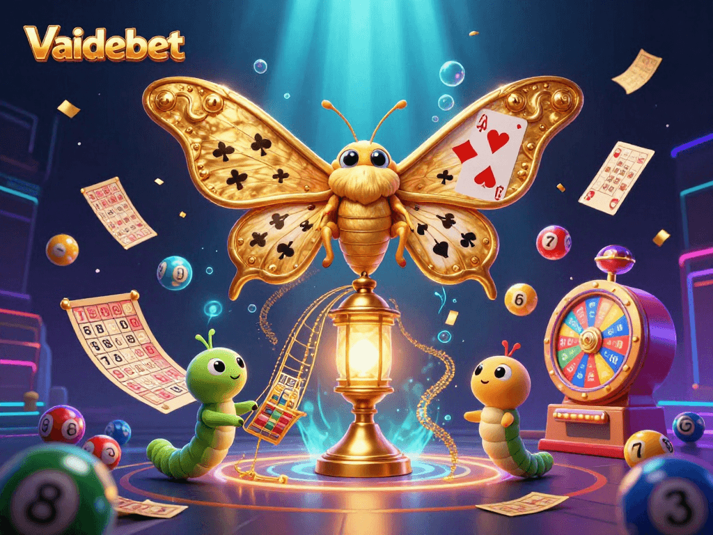 Engage with Vaidebet in vibrant 3D casino-themed illustration featuring exciting gaming elements.