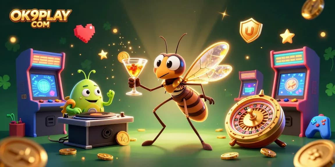 Engage with thrilling adventures at OK9PLAY COM featuring a unique 3D casino scene.