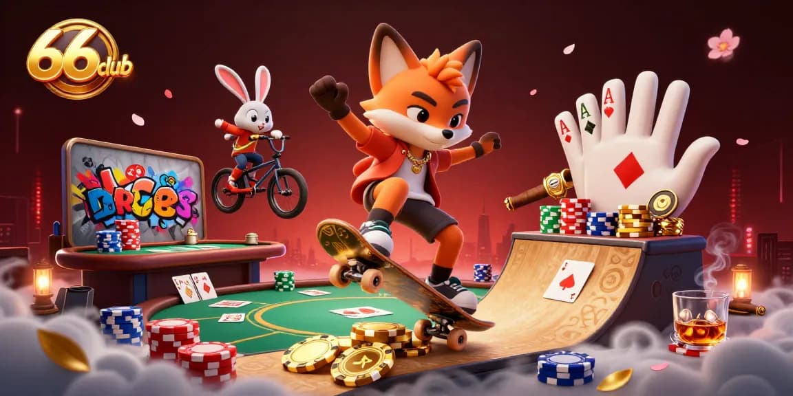 Join the excitement at 66club with our dynamic casino illustration showcasing thrilling gaming action.