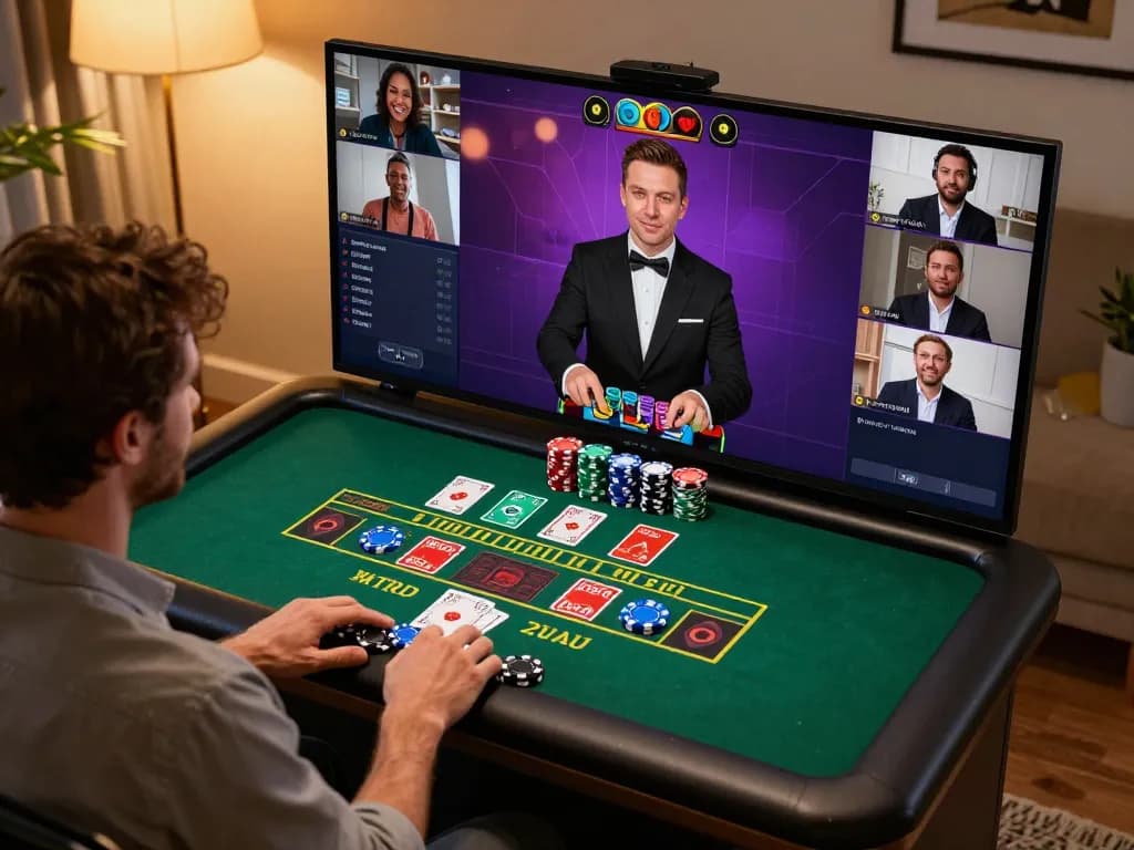 tr88s online players engaging in a live dealer blackjack game, capturing excitement and strategy