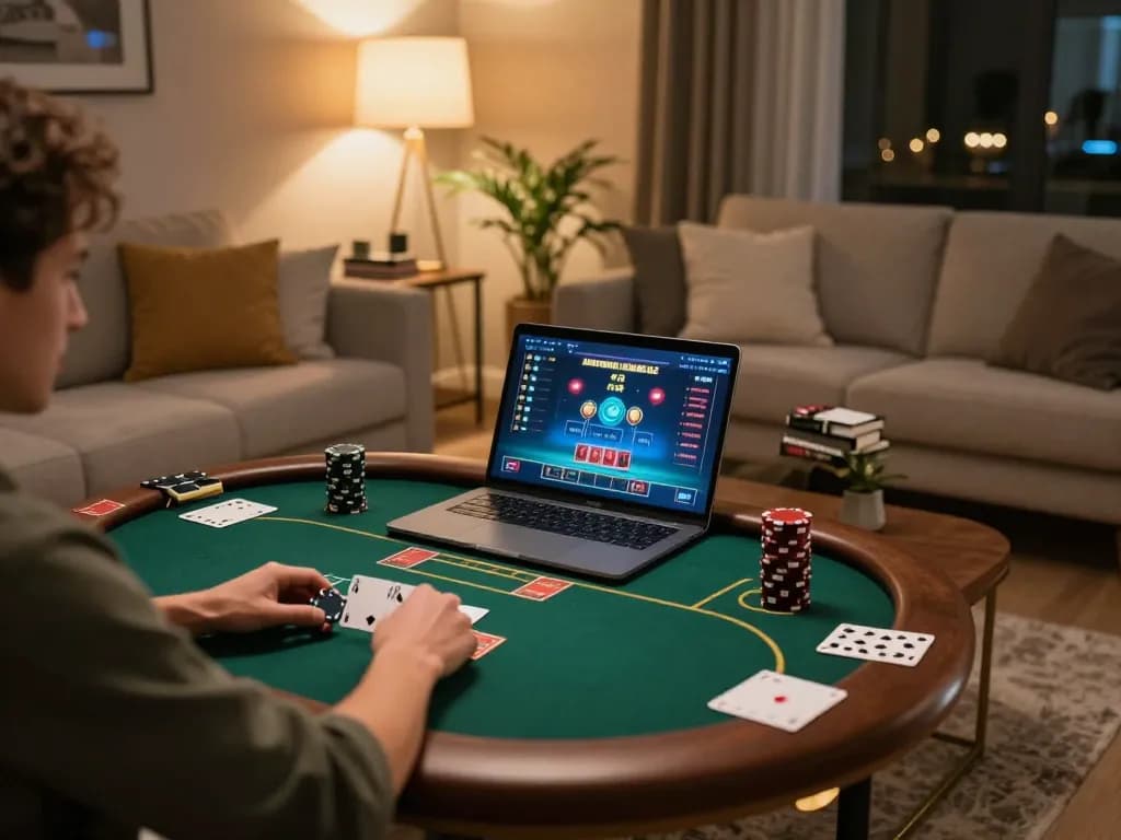 Enjoying an online poker game on 789win77, engaging in strategic bets with an inviting atmosphere