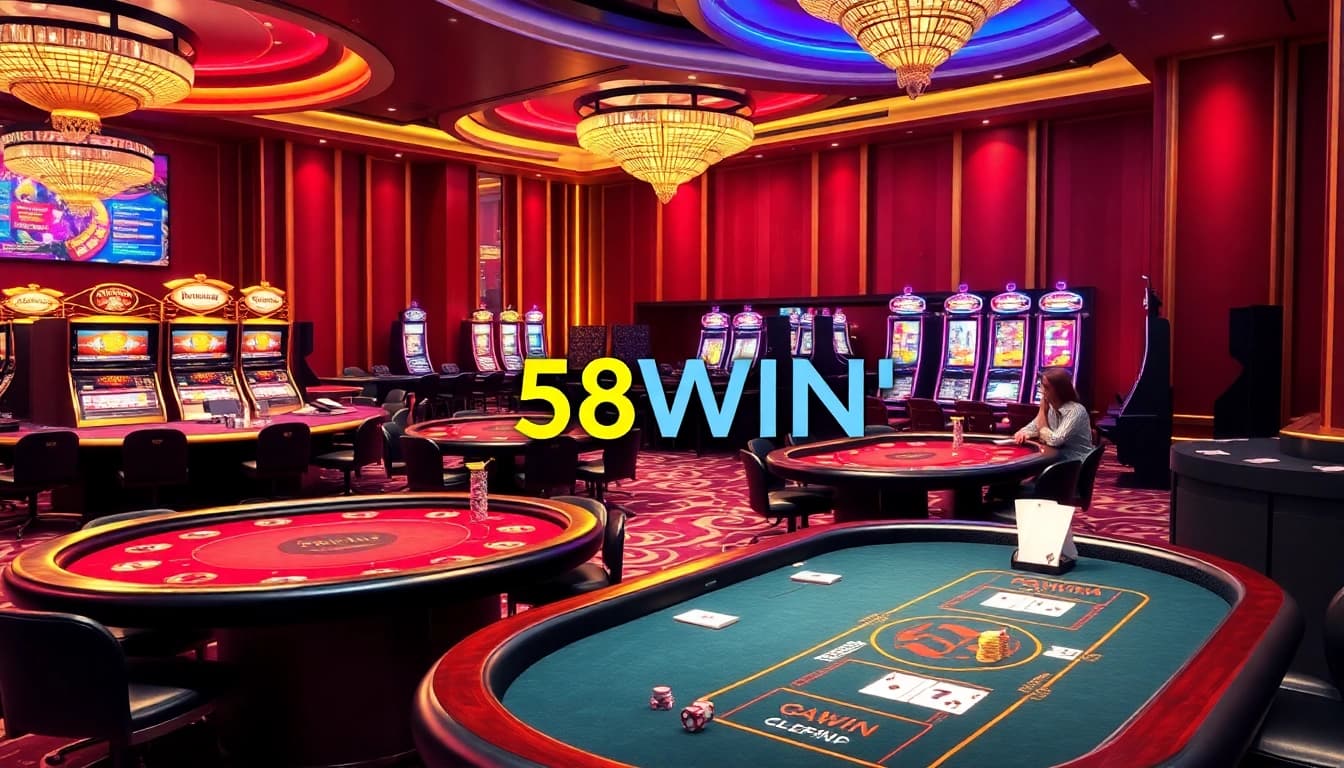 Experience the thrill of gambling at 58WIN’s luxurious casino, featuring exciting games and vibrant slot machines.