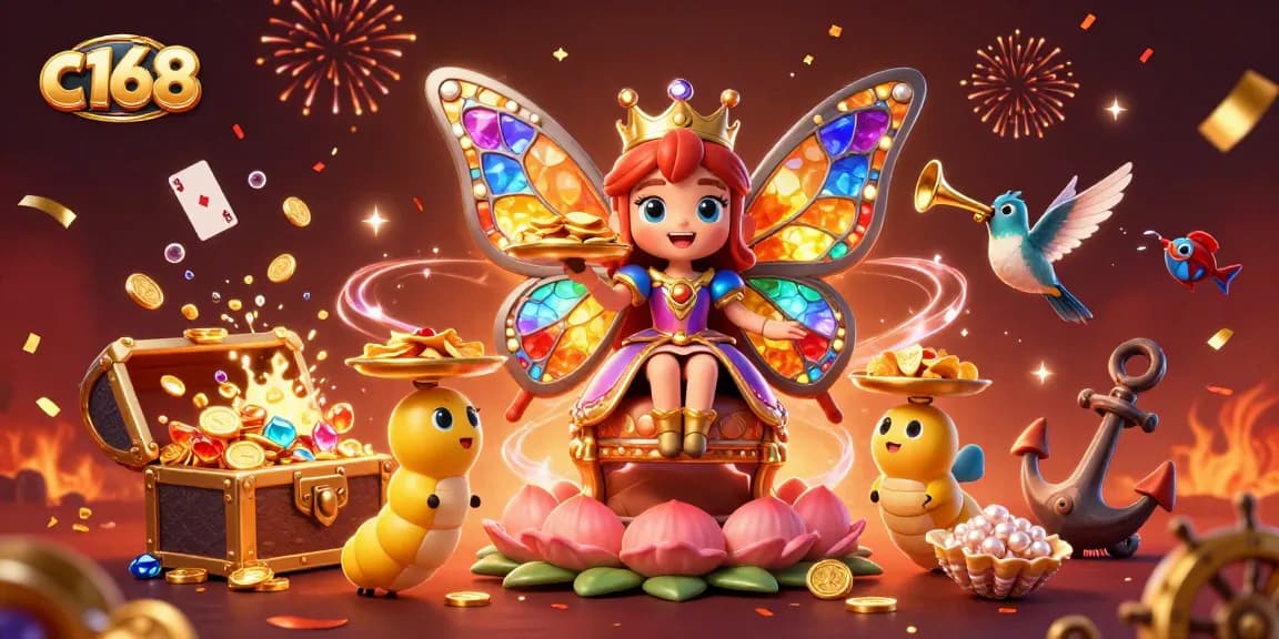 Experience the exciting realm of c168 with vibrant characters, gold treasures, and casino excitement.