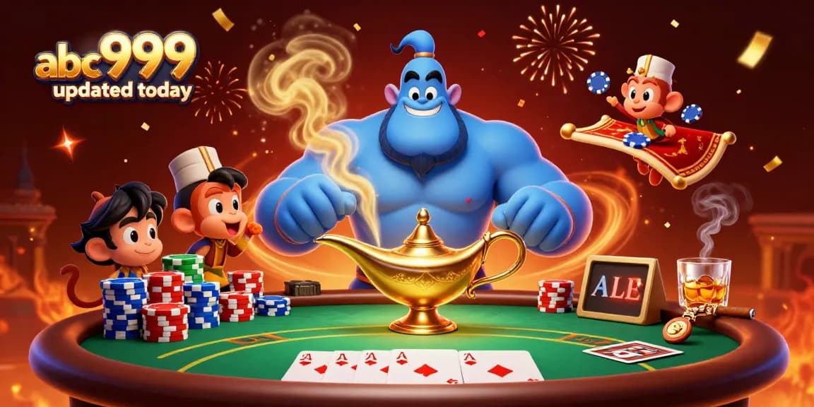 Join the excitement with abc999 updated today showcasing a magical genie and poker fun!