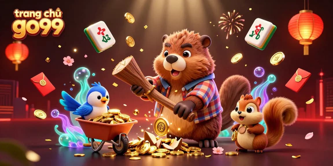 Engage in thrilling play at trang chủ go99 with dynamic characters collecting coins in a vibrant casino scene.