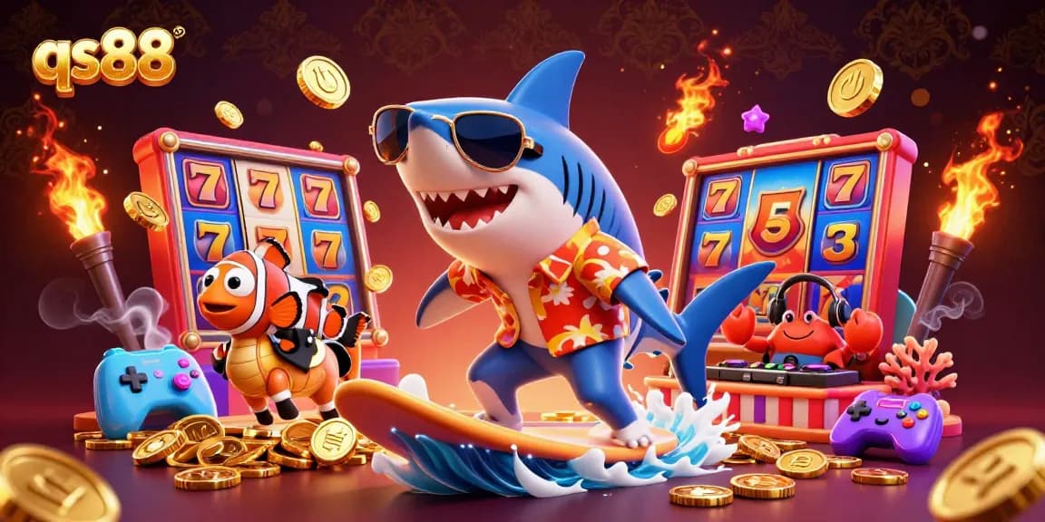 Experience thrilling gameplay like qs88 with playful characters in a colorful casino environment.
