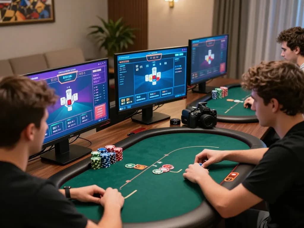 Players strategizing in online poker games on LC88, showcasing immersive gameplay with advanced tech.