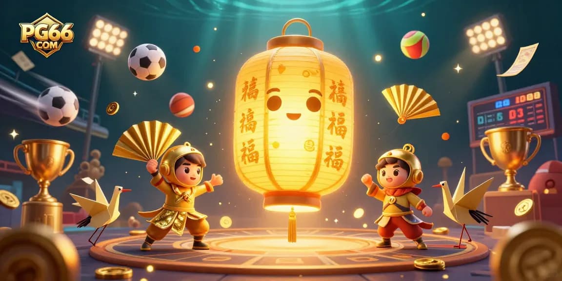 Experience thrilling games with PG66 COM at a vibrant casino market featuring dynamic sports elements.