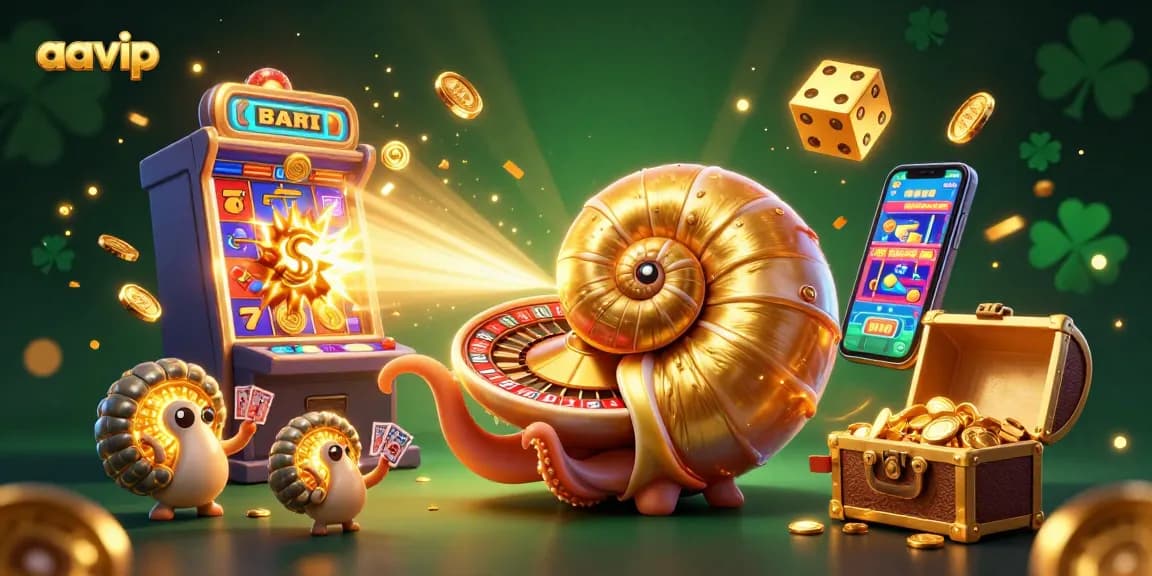 AAVIP's immersive casino experience features a vibrant scene of 3D characters and jackpot elements.