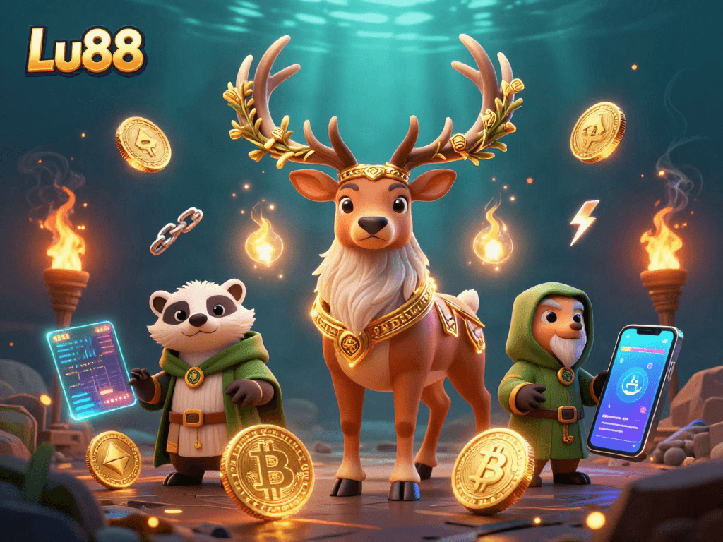 Engage with Lu88’s vibrant gaming scene featuring crypto elements and enchanting characters.