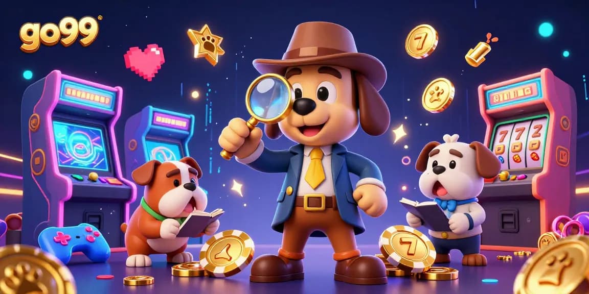 Engage with exciting go99 gaming adventures featuring a cartoon detective uncovering treasures.