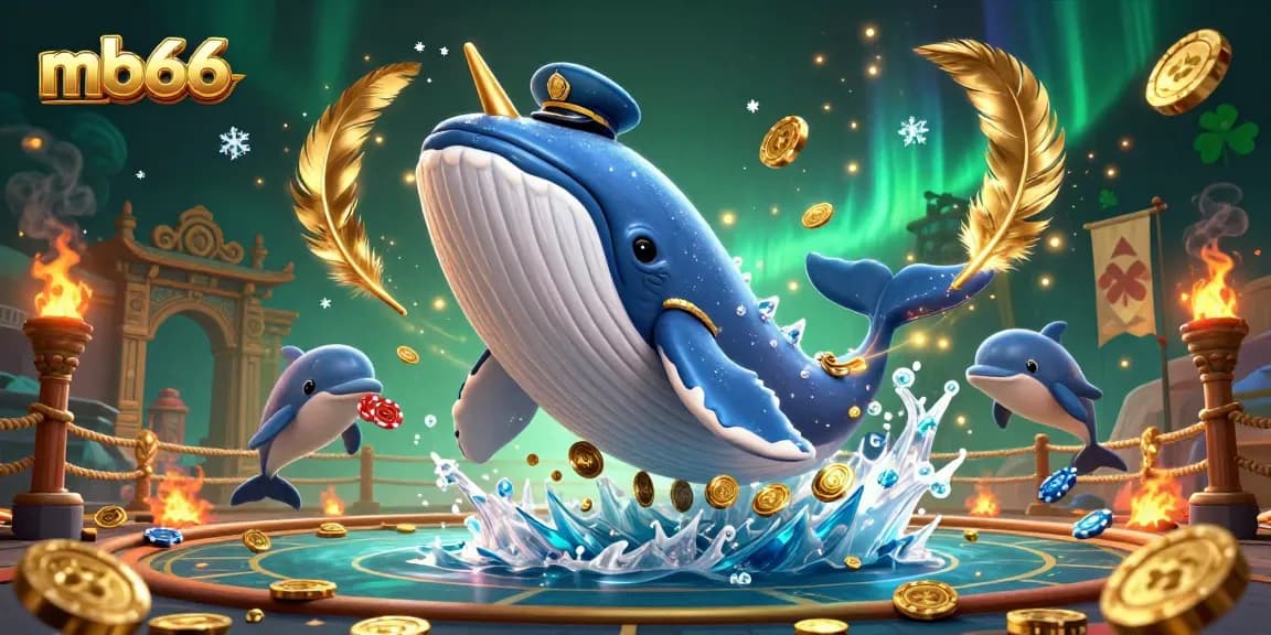 Experience thrilling gameplay and adventure at mb66 with whale, narwhal, and dolphins in a vibrant scene.