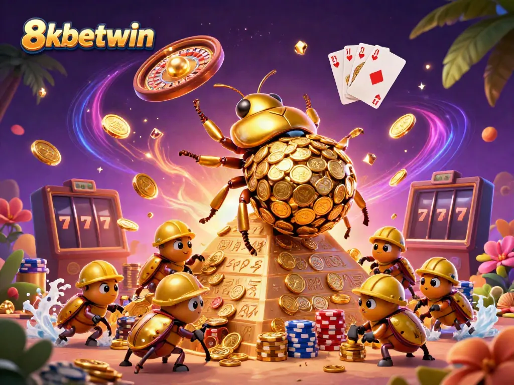 Experience the thrilling world of 8xbetwin with captivating casino illustrations and vibrant gaming elements.