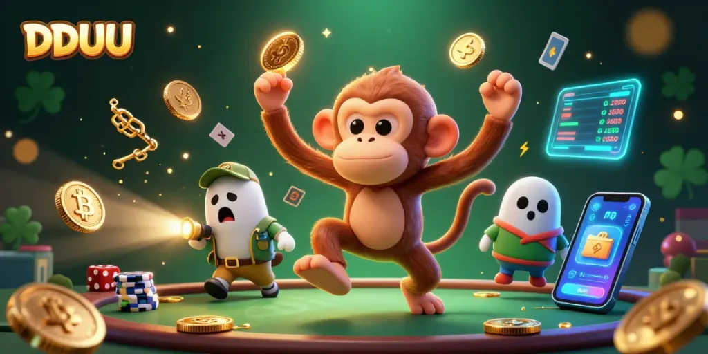 Experience thrilling DDUU casino action with a magical poltergeist monkey juggling treasures!