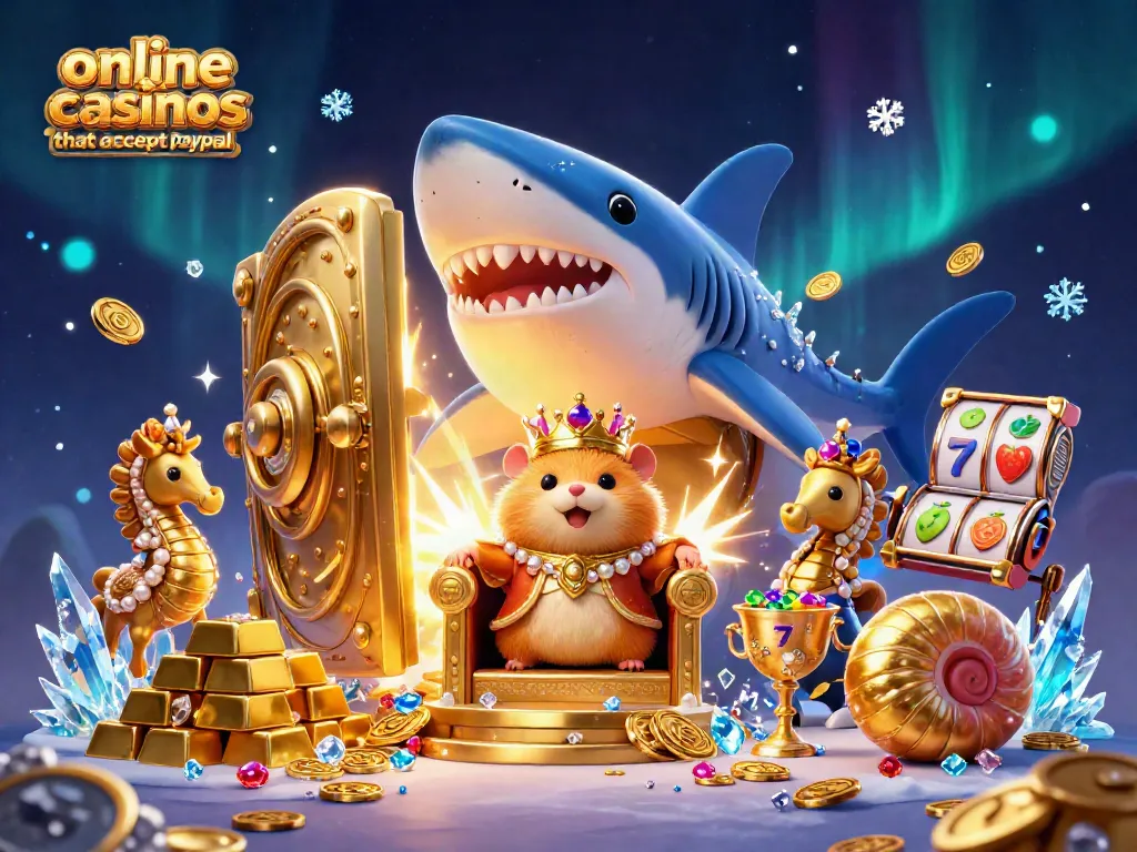 Engage with dynamic online casinos that accept PayPal showcasing vivid treasures and gaming elements.