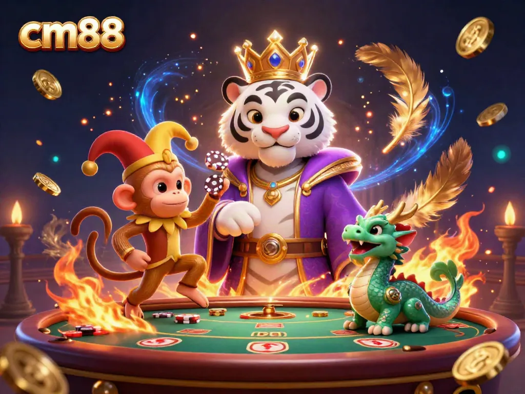 Experience thrilling gameplay at cm88 with a lively scene of characters enhancing the casino atmosphere.