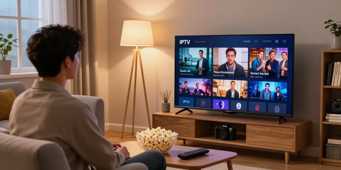Uso do Iptv em uma sala de estar moderna com TV e conforto.