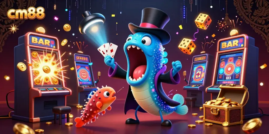 Experience thrilling wins at cm88 with a colorful casino magic act featuring deep-sea creatures.