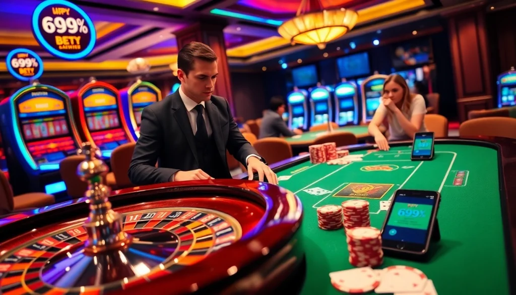 Vencendo na mesa do cassino com tema 69Y, exibindo fichas de pôquer e uma roleta.