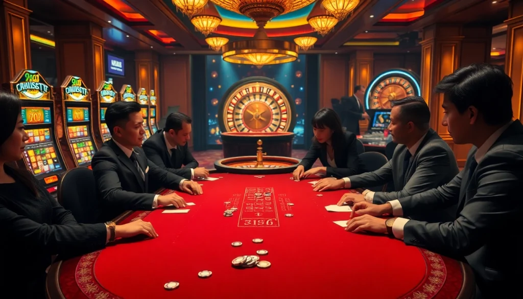 Players at a high-stakes poker table enjoying the luxurious experience of 788t casino.