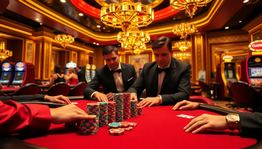 Engaged players at TR88 poker table with vibrant casino atmosphere and luxury visuals.