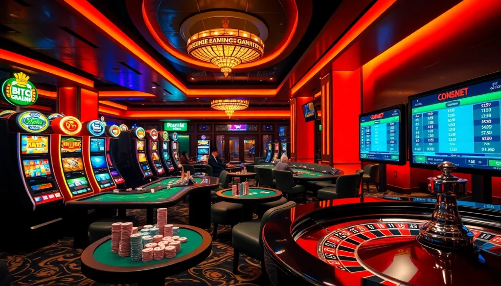 Bongdanet provides a thrilling casino experience with vibrant slot machines and active poker tables.